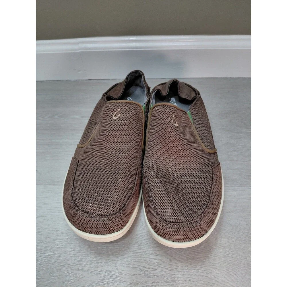 OluKai Nohea Mesh Mustang Brown Lime Peel Shoes Loafer Men's Sz 10M